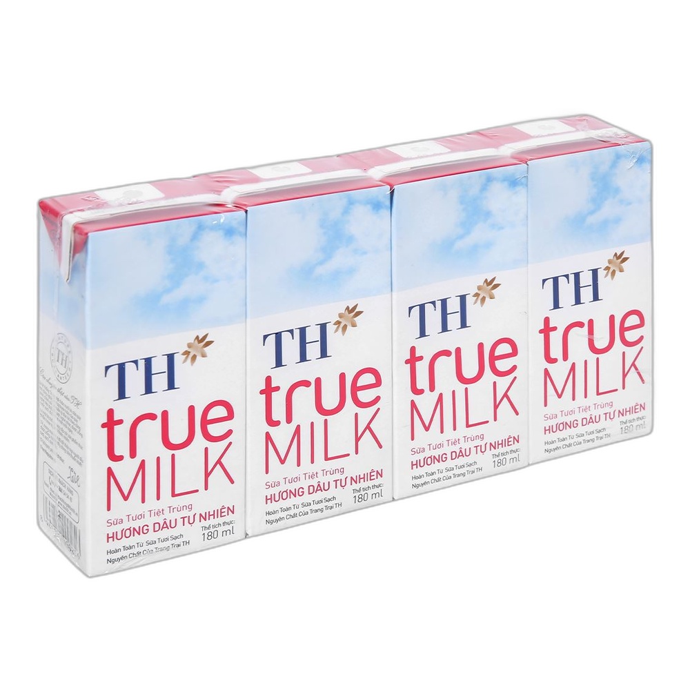 Sữa tươi tiệt trùng TH True Milk hương dâu lốc 4*180ml