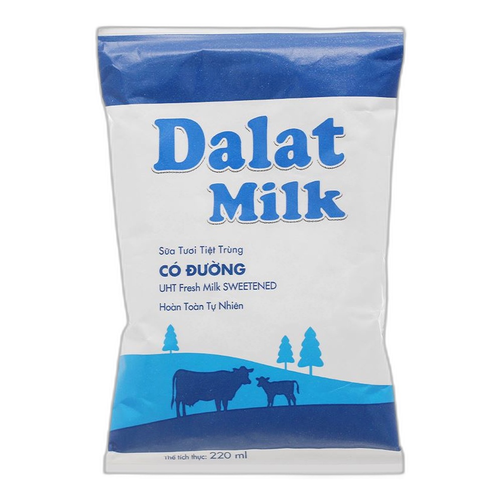 Sữa tươi tiệt trùng Dalat Milk có đường bịch 220ml