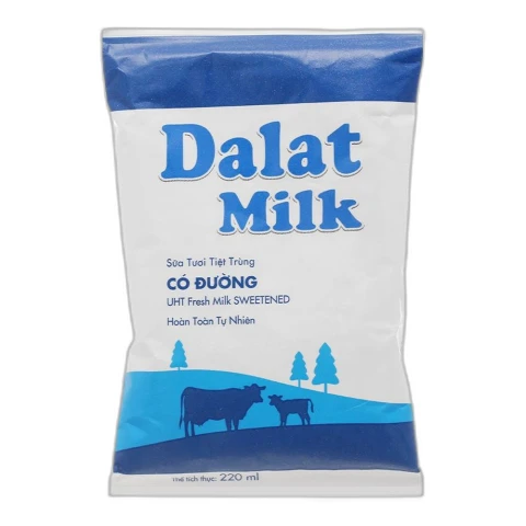 Sữa tươi tiệt trùng Dalat Milk có đường bịch 220ml