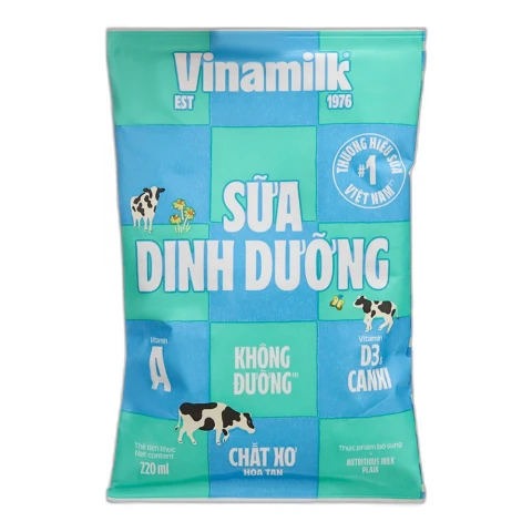 Sữa dinh dưỡng  Vinamilk không đường bịch  220ml