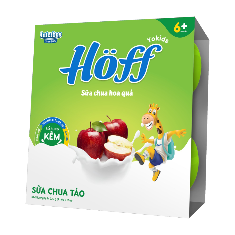 Sữa chua ăn Hoff vị táo lốc 4*55gr