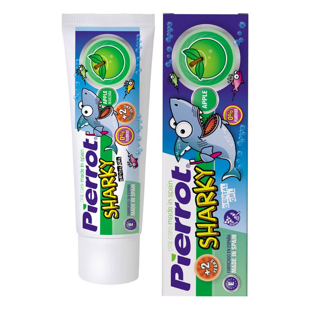 Gel đánh răng trẻ em Pierot Sharky Calci hữu cơ hương táo 75 ml