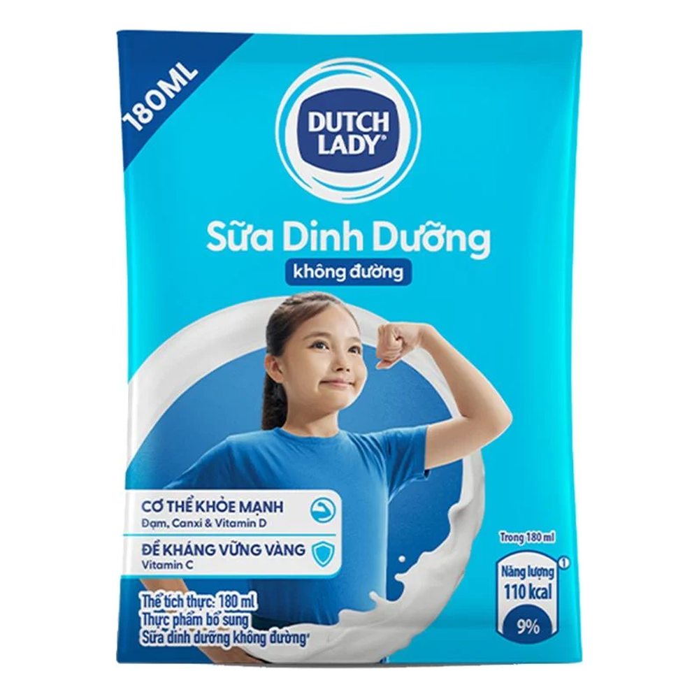 Sữa dinh dưỡng Dutch Lady ko đường bịch 220ml