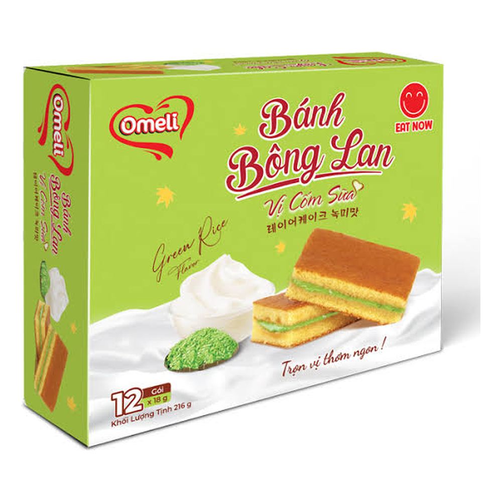 Bánh Omeli bông lan vị cốm sữa túi 180gr/12.