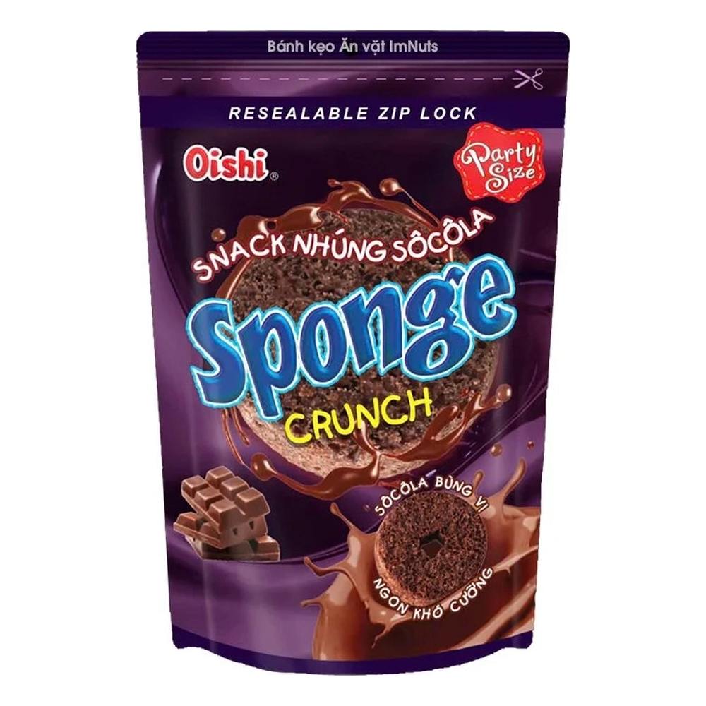 Snack Oishi sponge nhúng sô cô la gói 75g/20