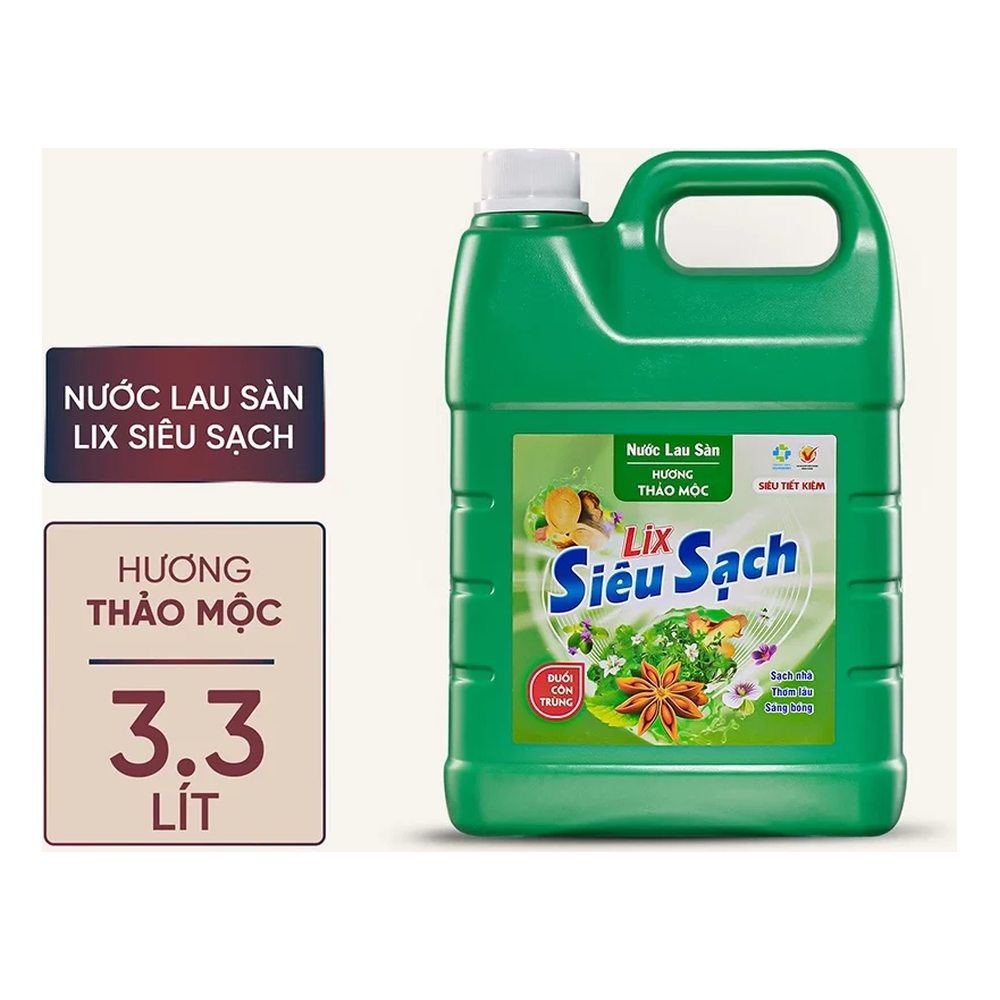 Nước lau sàn Lix can siêu sạch hương thảo mộc 3,3L /4