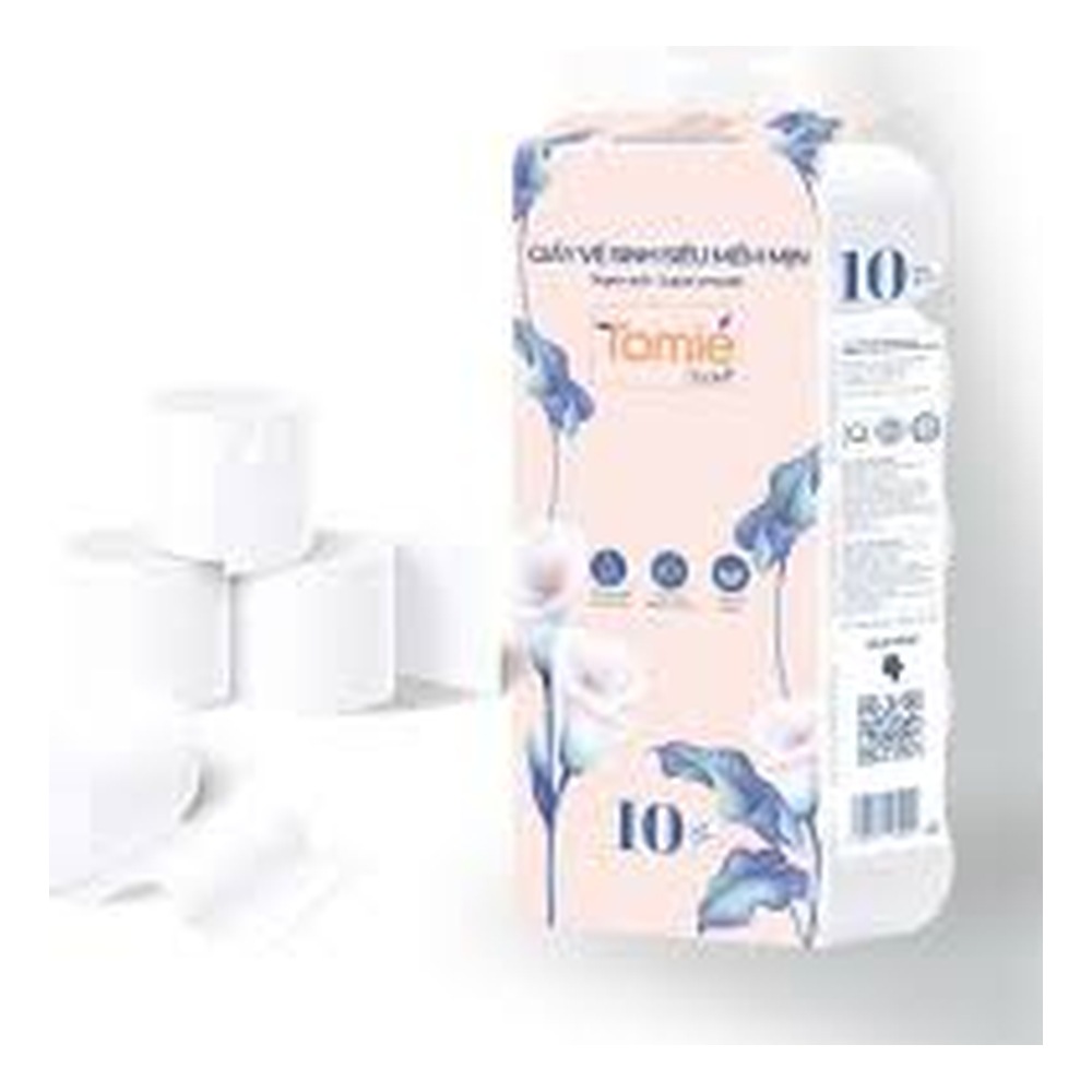 Giấy vệ sinh siêu mềm mịn Tomie 4 lớp không lõi 10 cuộn