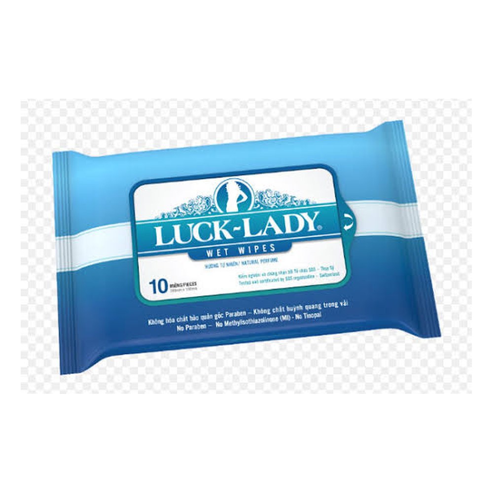 Khăn ướt Luck Lady 10 tờ hương tự nhiên  mua 1 tặng 1 _Tem