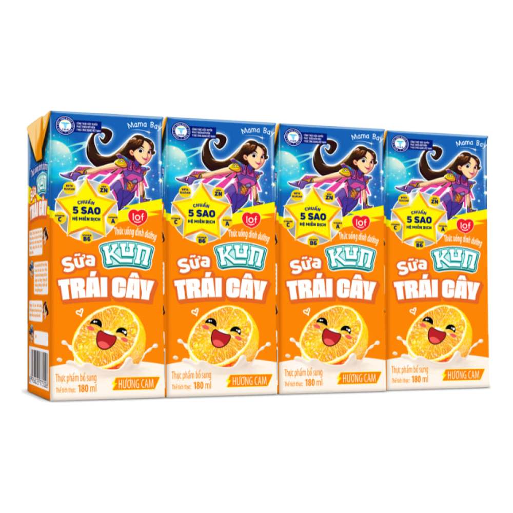Sữa trái cây LiF Kun hương cam lốc 4*180ml