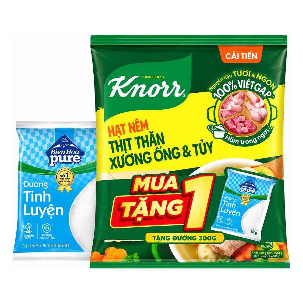 Hạt nêm Knorr từ thịt 900gr + đường 300gr