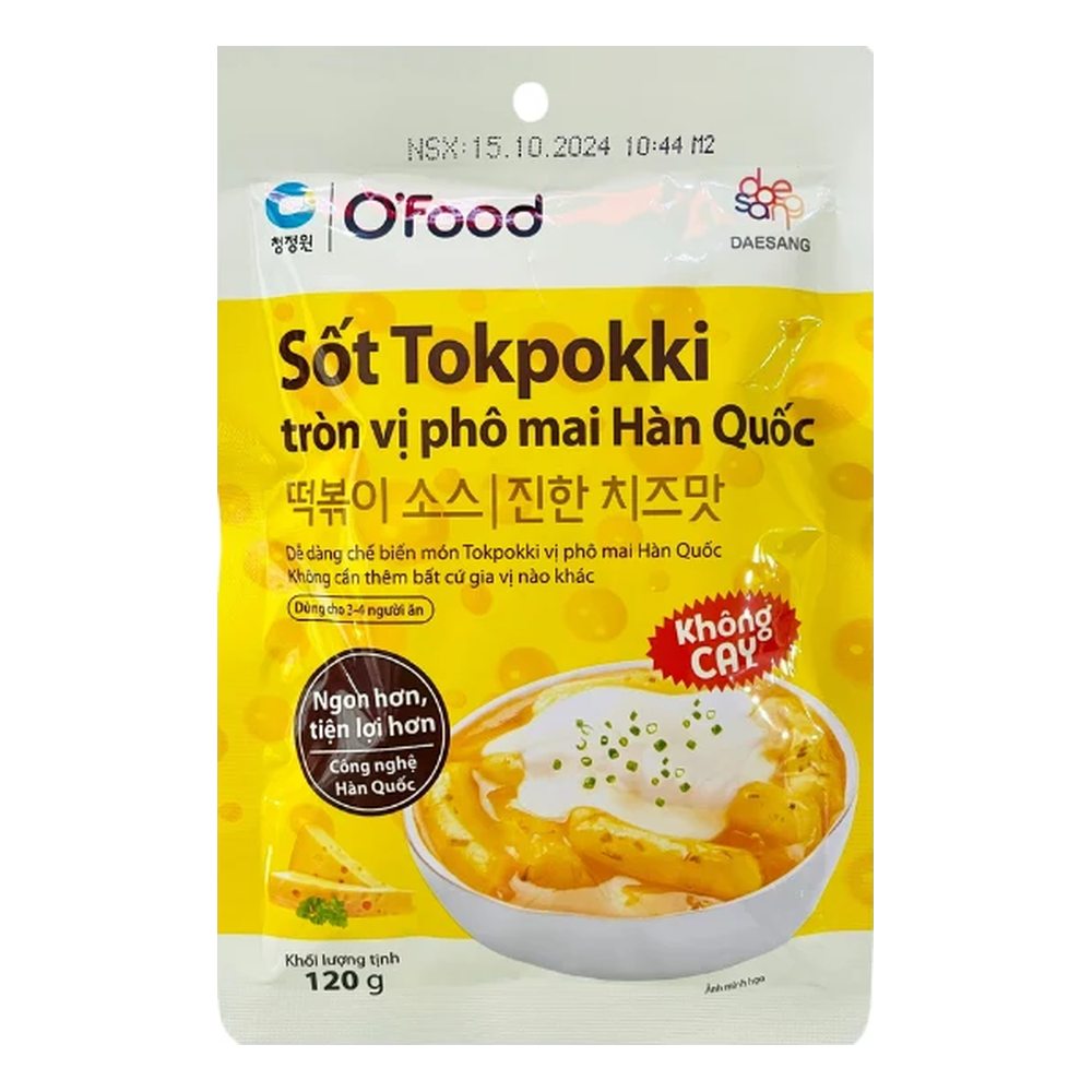 Sốt Tokpokki tròn vị phô mai không cay HQ O'Food 120gr/40