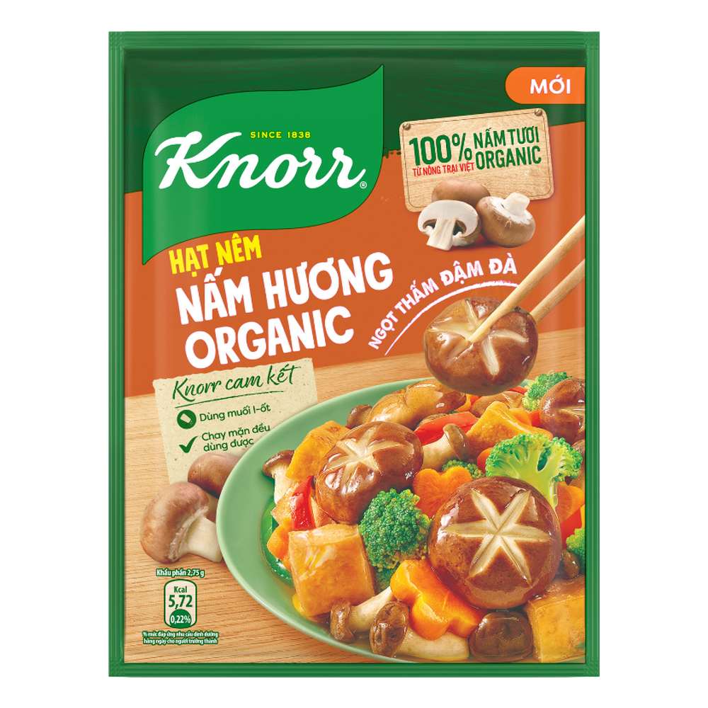 Hạt nêm Knorr nấm hương organic 380gr+ km knorr nấm136g/16