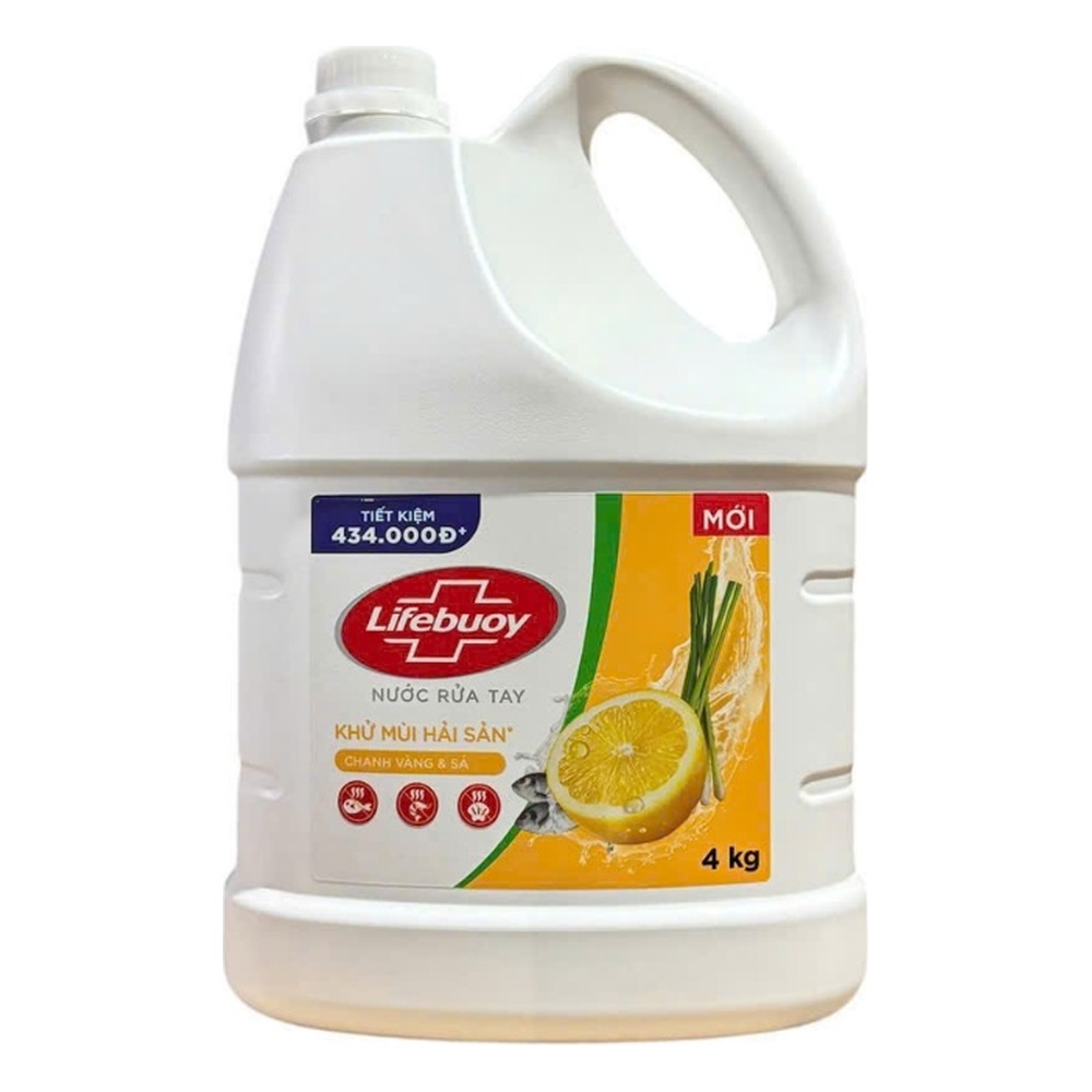 Nước rửa tay Lifebuoy Chanh sả khử mùi hải sản 2kg/6 can