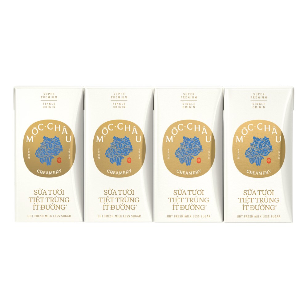 Sữa tươi tiệt trùng Mộc Châu Creamery ít đường 4*110ml/12