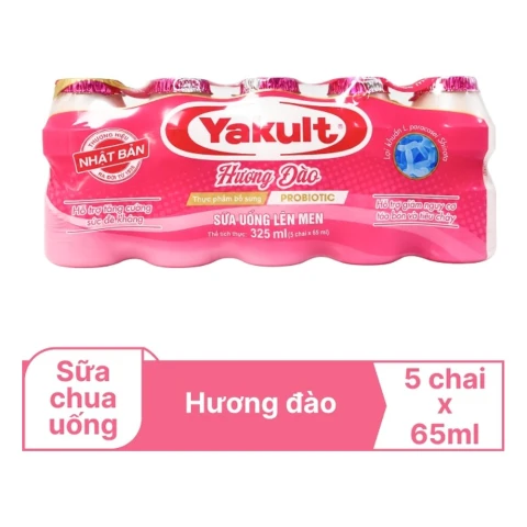 Sữa uống len men Yakult hương đào 5x65ml