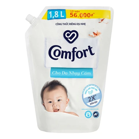 Nước xả vải trẻ em Comfort dịu nhẹ thơm hương phấn túi  1.7L
