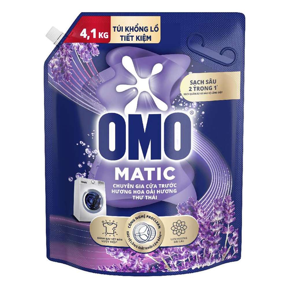 Nước giặt Omo  matic Oải hương  thư thái cửa trước túi 3.8kg/4
