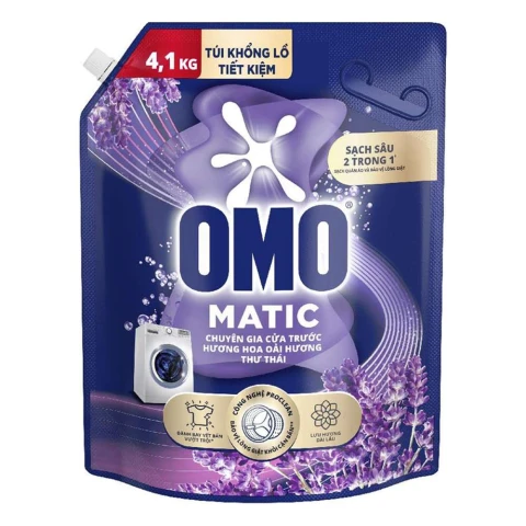 Nước giặt Omo  matic Oải hương  thư thái cửa trước túi 3.8kg/4