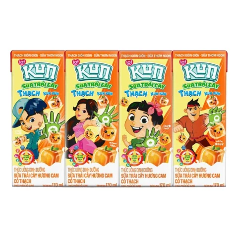 Sữa trái cây Kun hương cam có thạch lốc 4*170ml