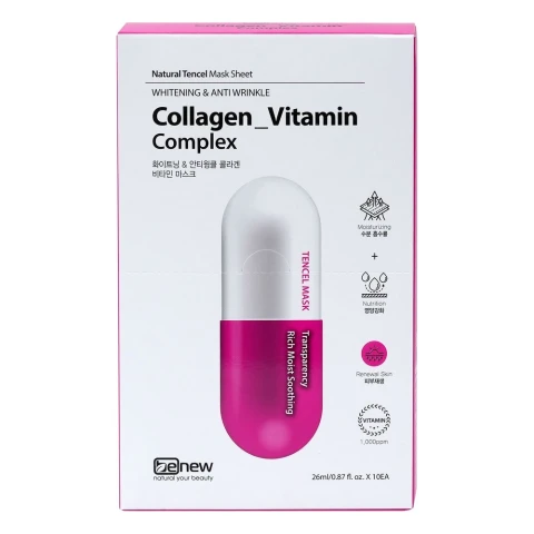 Đắp mặt nạ BENEW Whitening & Anti Wrinkle_ Collagen Vitamin Mask Pack 26ml 2+1KM