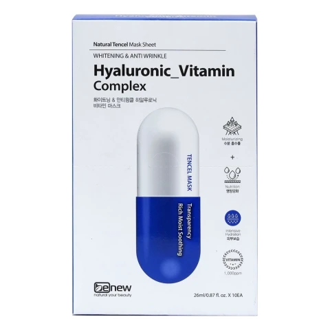 Đắp mặt nạ BENEW Whitening & Anti Wrinkle_ Hyaluronic Vitamin Mask Pack 26ml 2+1KM