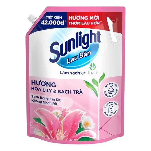 Nước lau sàn Sunligh tinh dầu Lily, bạch trà  3.6kg