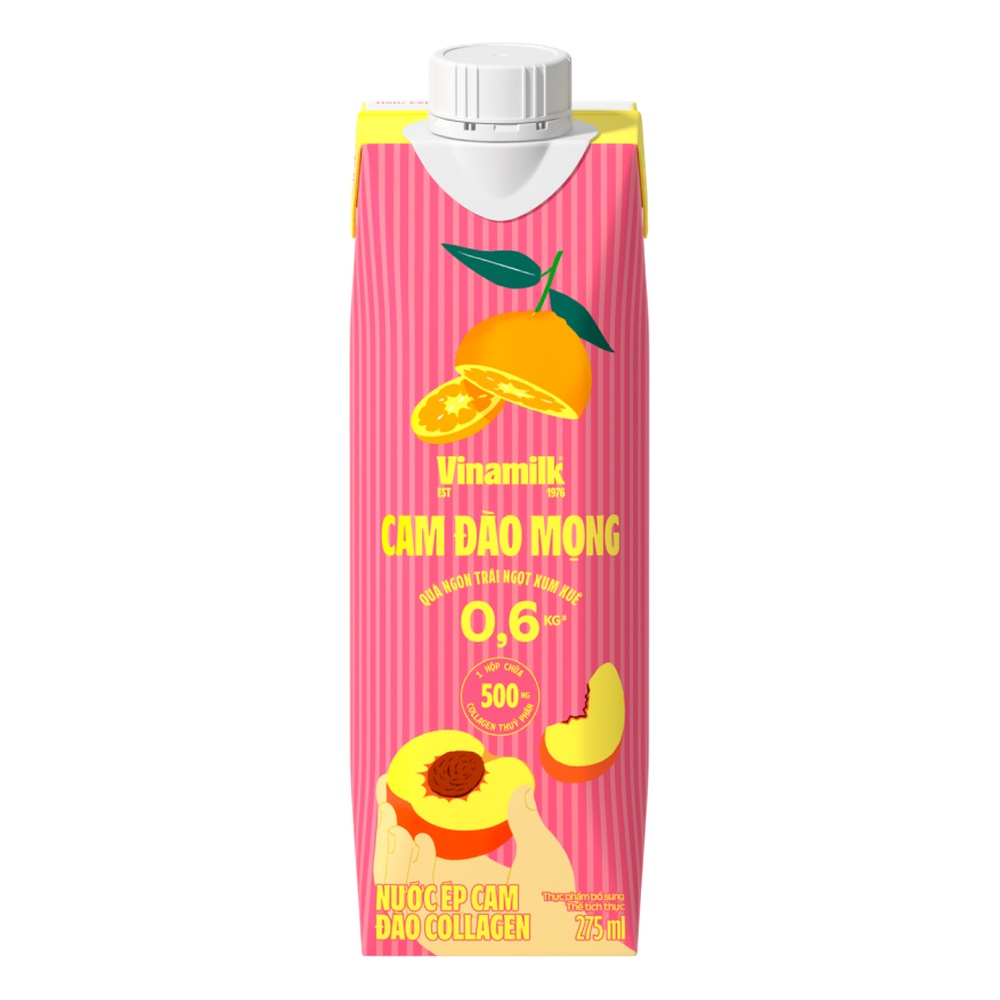 Nước ép Vinamilk cam đào mọng collagen 275ml/12