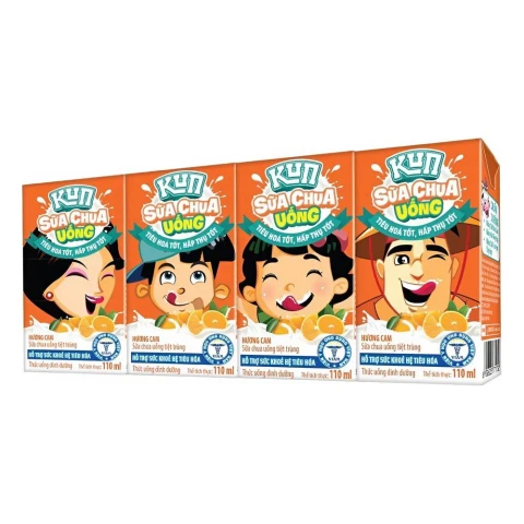Sữa chua uống lên men Kun hương cam lốc 4*110ml