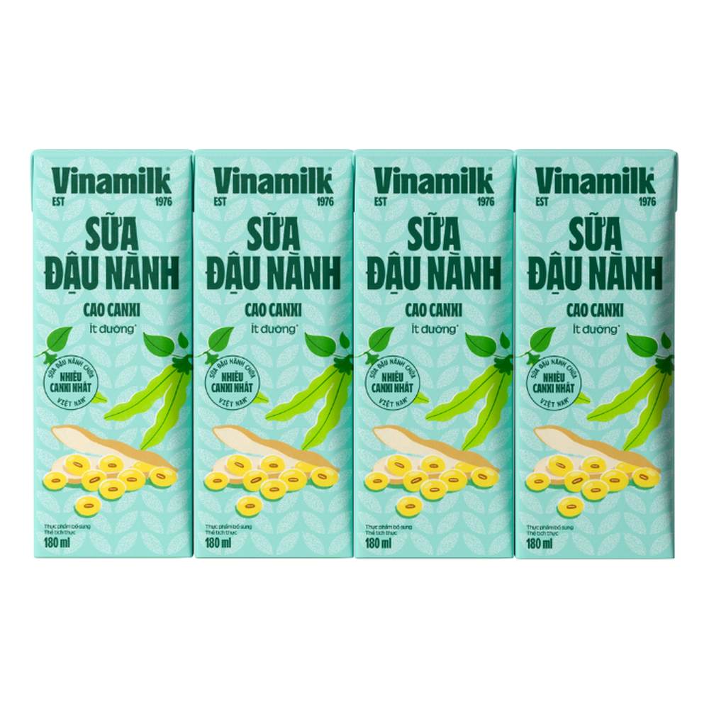 Sữa đậu nành Vinamilk cao canxi 180ml*4/12