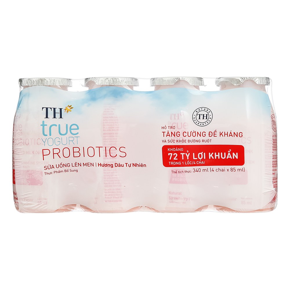 Sữa chua uống lên men TH True Yogurt vị dâu lốc 4*85ml