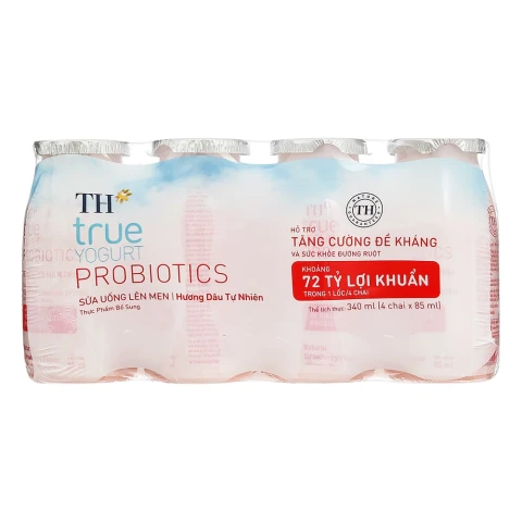 Sữa chua uống lên men TH True Yogurt vị dâu lốc 4*85ml