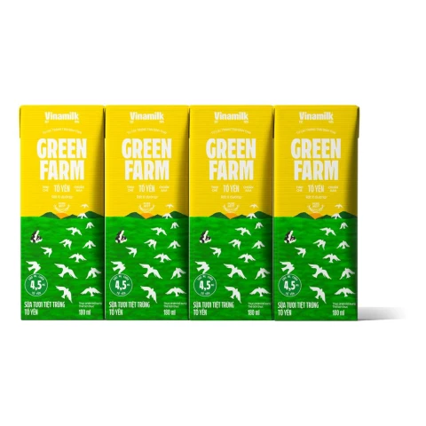 Sữa tươi tiệt trùng  Vinamilk Green Farm tổ yến vỉ 4*180ml