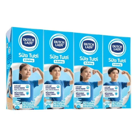 Sữa dinh dưỡng Dutchlady  ít đường vỉ 4*180ml
