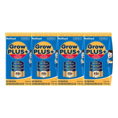 Sữa bột pha sẵn Nutifood Grow Plu xanh 1+ lốc 4*110ml