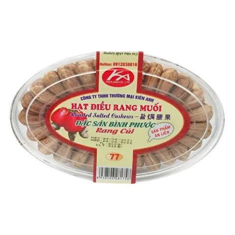 Hạt điều xếp Kiên Anh rang muối nguyên vỏ 310gr