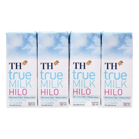 Sữa tươi tiệt trùng TH True Milk vị tự nhiên Hilo lốc 4*180ml