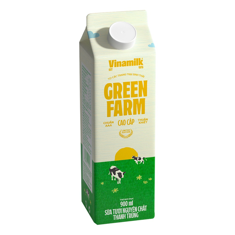 Sữa thanh trùng Vinamilk Green Farm không đường 900ml