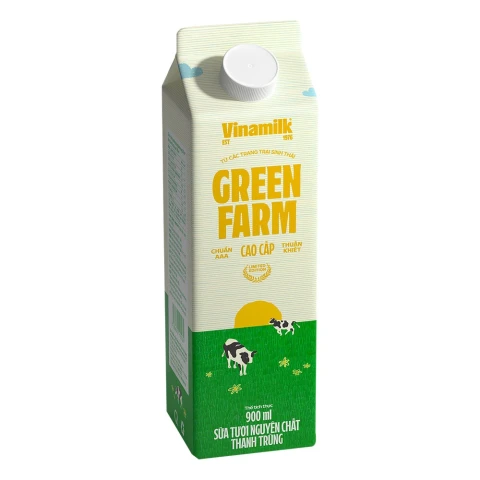 Sữa thanh trùng Vinamilk Green Farm không đường 900ml