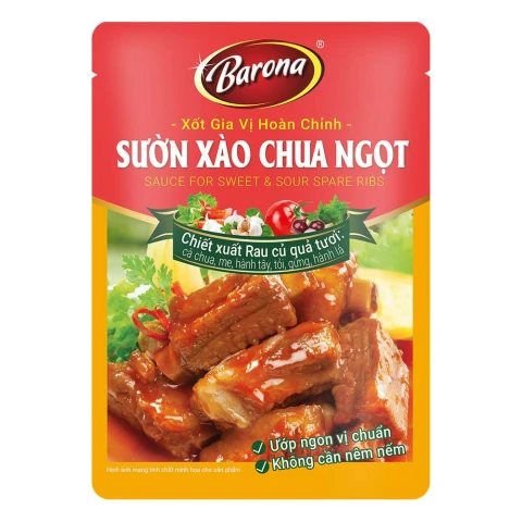 Xốt gia vị hoàn chỉnh Barona sườn chua ngọt 80gr