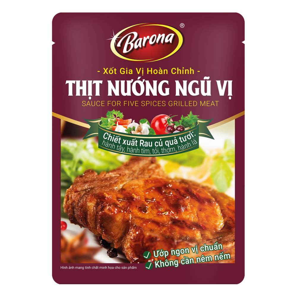 Xốt gia vị hoàn chỉnh Barona thịt nướng ngũ vị 80gr