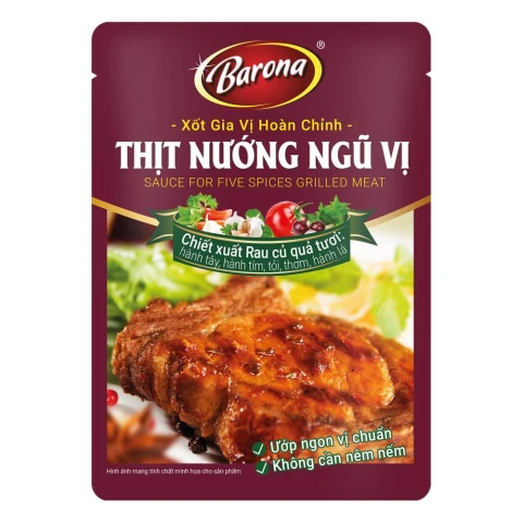 Xốt gia vị hoàn chỉnh Barona thịt nướng ngũ vị 80gr