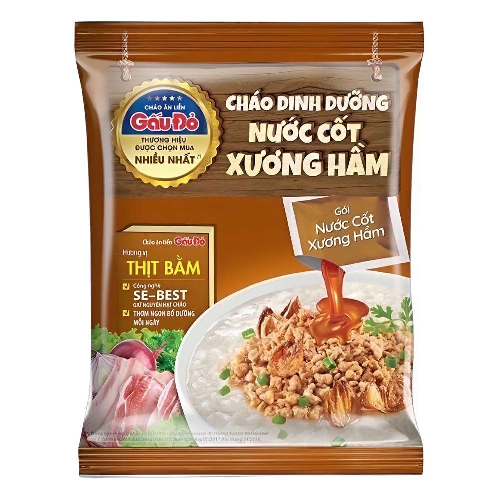 Cháo dinh dưỡng Gấu Đỏ nước cốt xương hầm thịt bằm 57gr