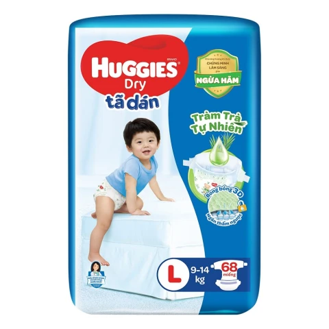 Tã bỉm dán  Huggies Dry Super Jumbo L68