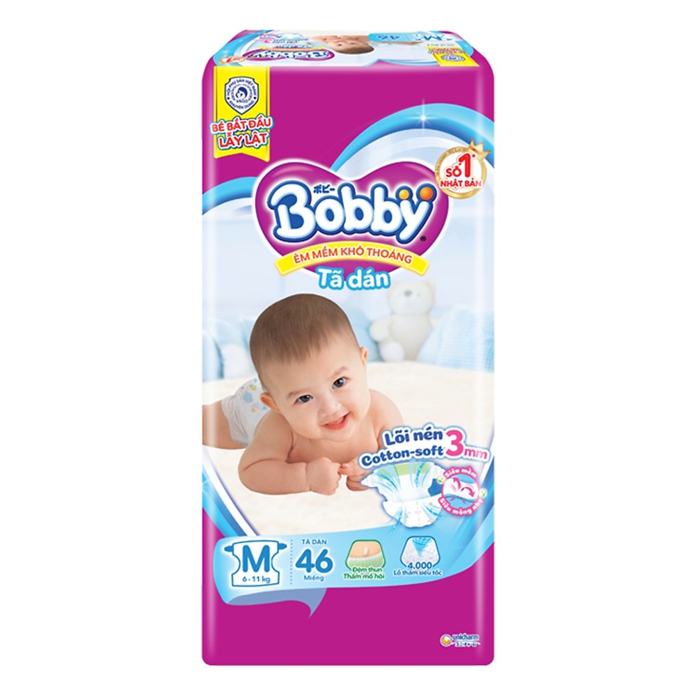 Tã bỉm dán  Bobby  siêu mỏng M46