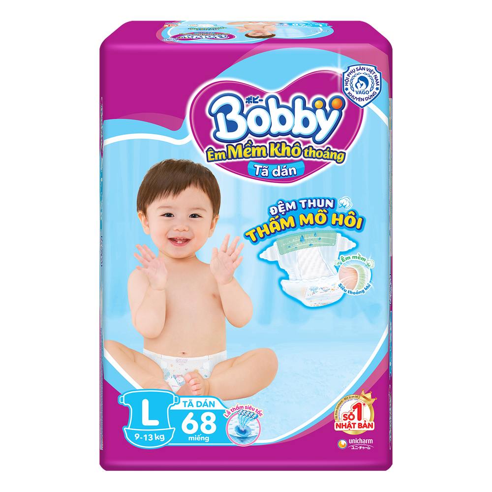 Tã bỉm dán  Bobby  siêu mỏng L68