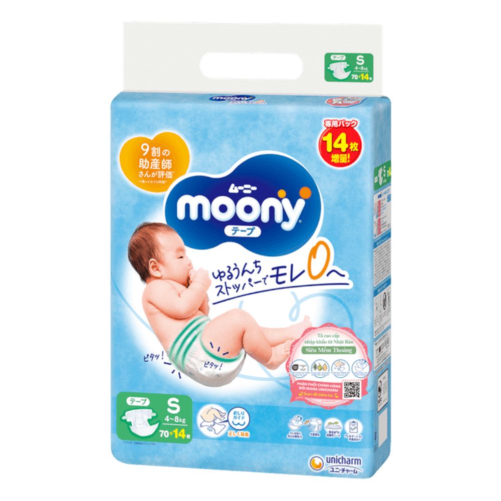 Tã dán Moony S70/3 - xanh