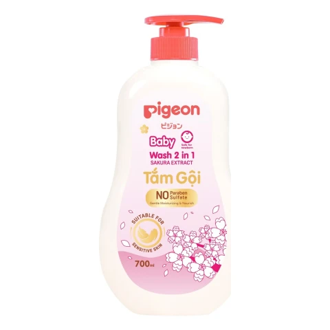 Sữa tắm gội trẻ em Pigeon 2 in1 chiết xuất Sakura 700ml