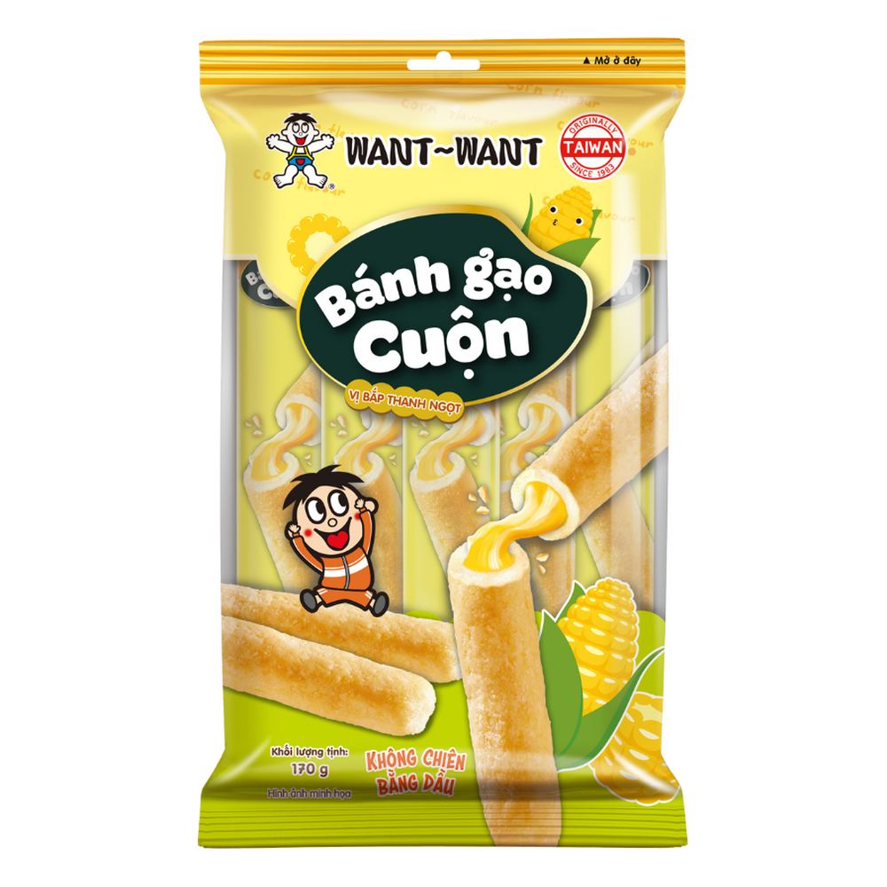 Bánh gạo Want Want cuộn vị bắp 180gr/24