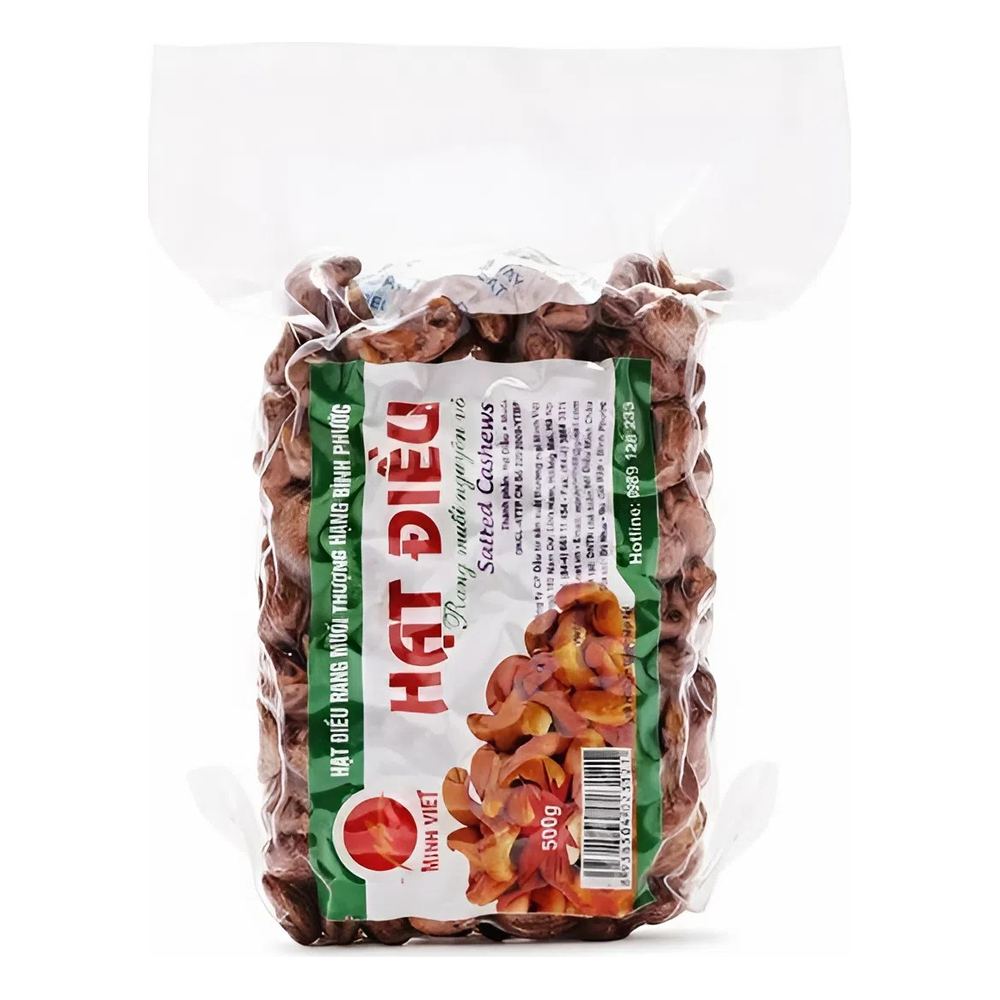 Hạt điều rang muối nguyên vỏ Minh Việt  500gr