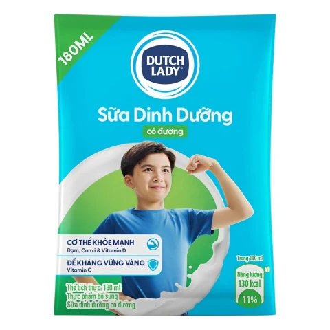 Sữa dinh dưỡng Dutch Lady có đường bịch 180ml